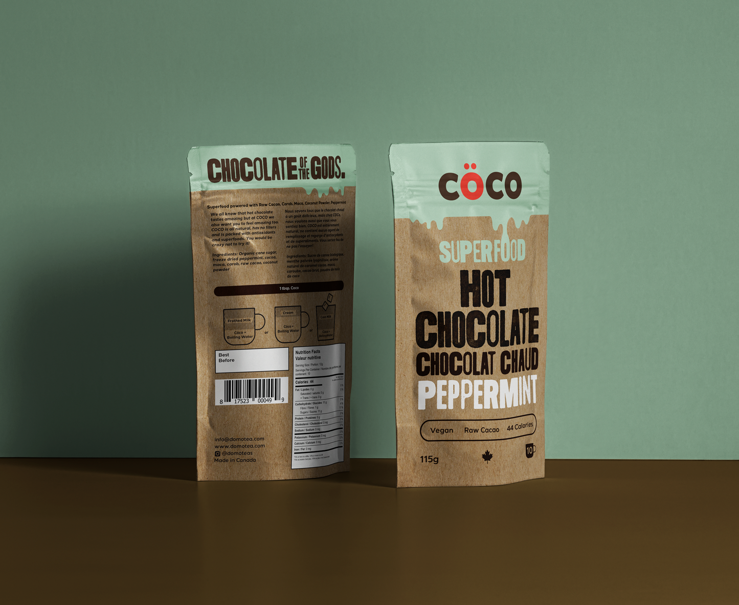 COCO Peppermint Vegan Superfood Hot Chocolate